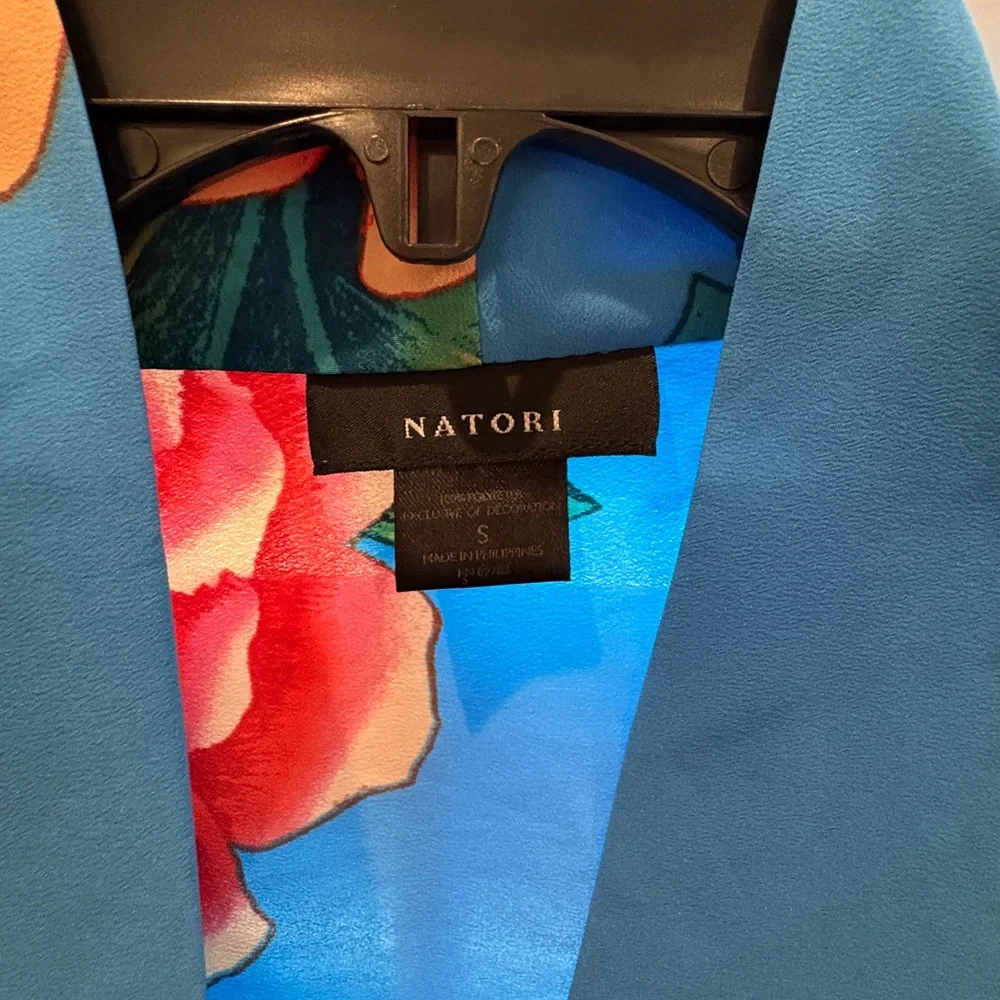 Natori Robe Nova Blue Floral Robe Size Small